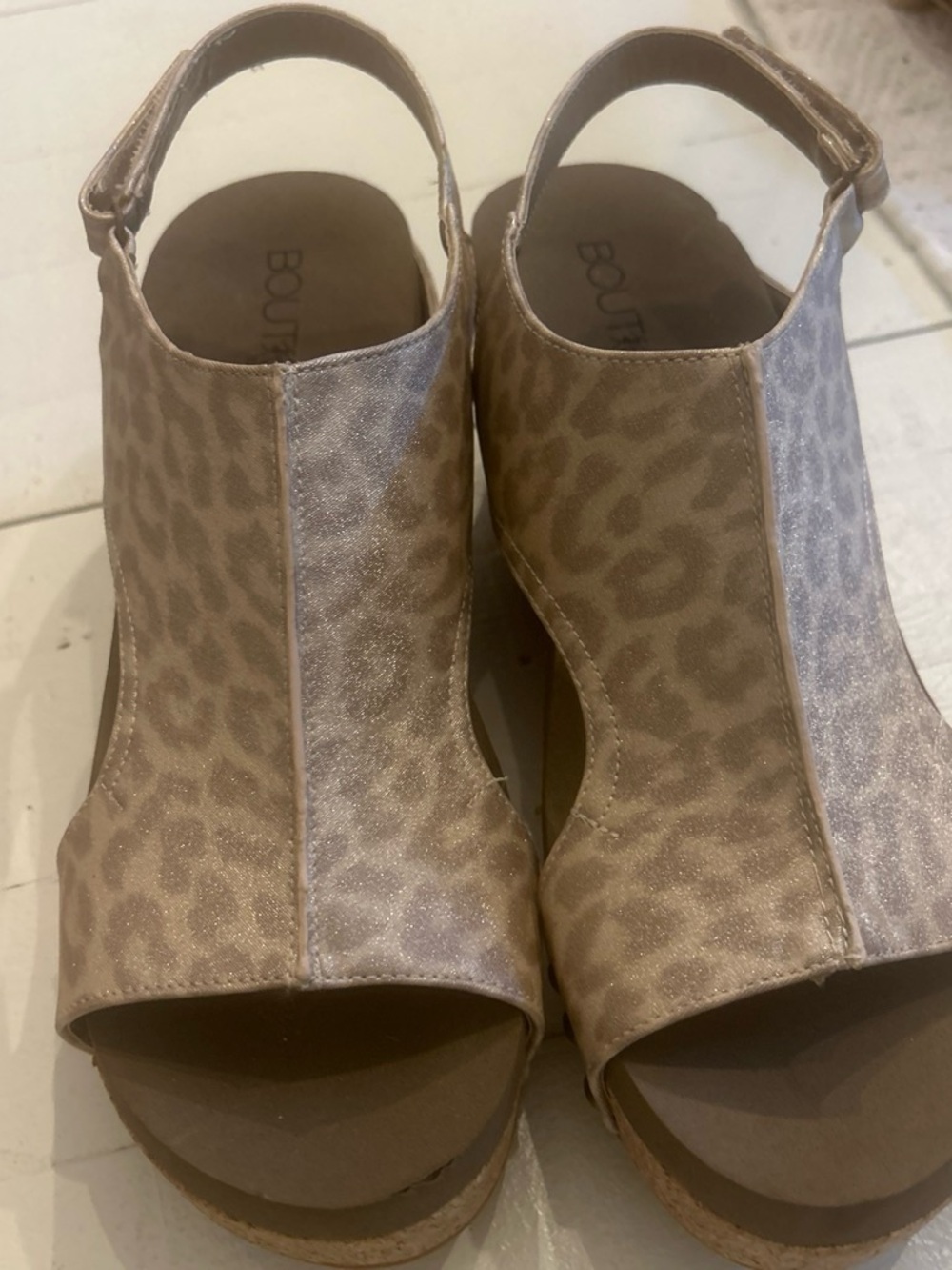 Corkys Taupe Leopard Open-Toe Wedge Sandals
